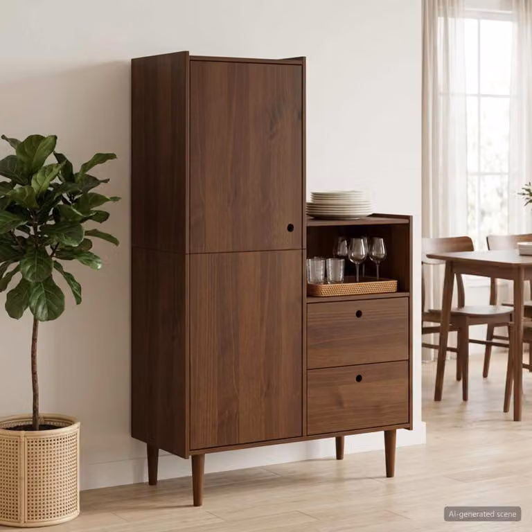 Armadio in legno vidaXL BILBAO colore marrone con ante a battente e ripiani, L: 100 cm, P: 45 cm, H: 160 cm