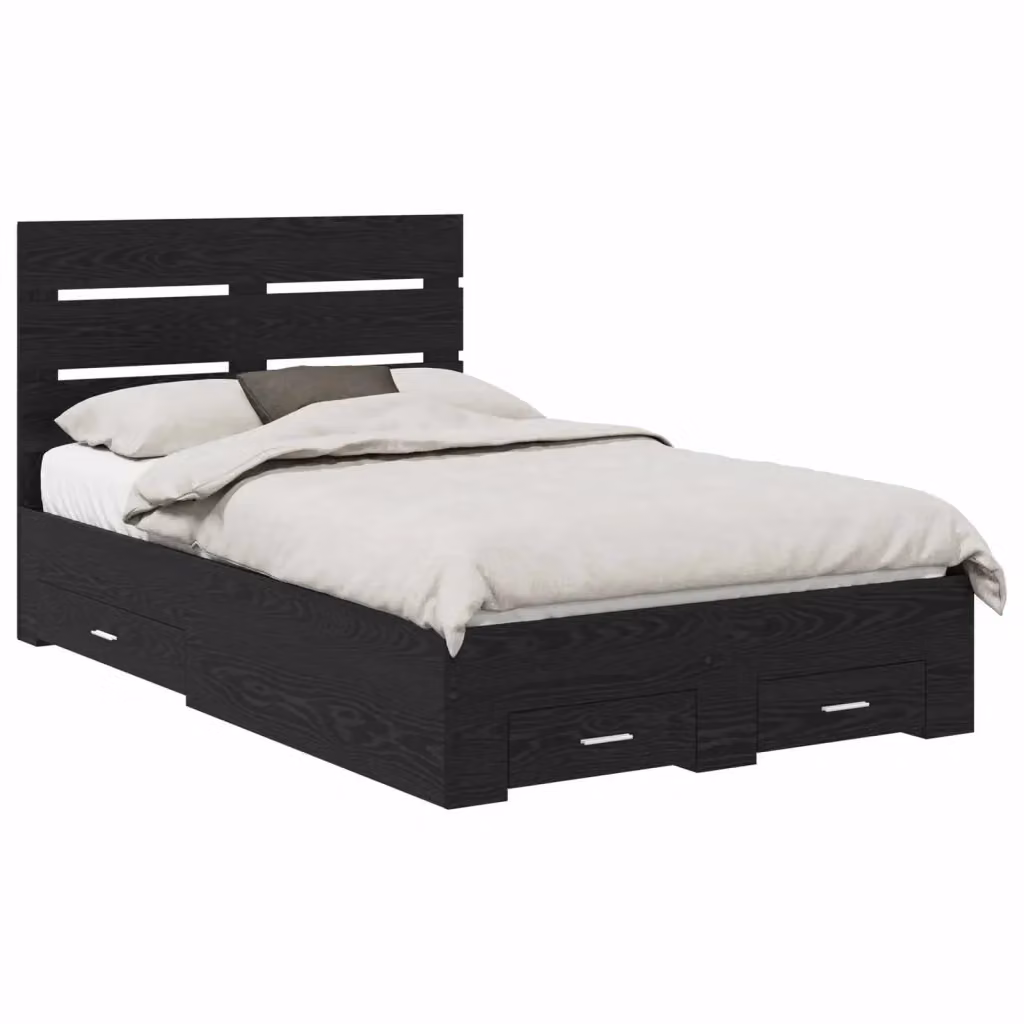 Struttura letto moderna con cassetto vidaXL in legno nero L/P/H: 120 x 200 x 123 cm – 2