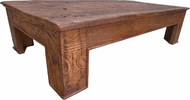 Comodino WANDERLUST DECO in legno marrone con design etnico e geometrico L: 148 cm, H: 82 cm, P: 37 cm – 1
