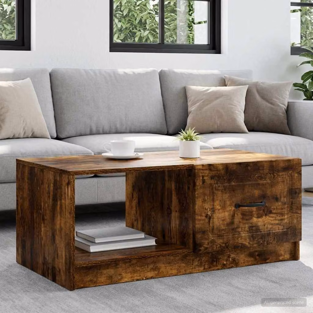 vidaXL Tavolino da salotto moderno in legno color rovere marrone L: 90 cm, P: 50 cm, H: 37 cm
