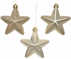 Set di 6 stelle pendenti Amicasa in plastica bianca e argento per decorazioni natalizie