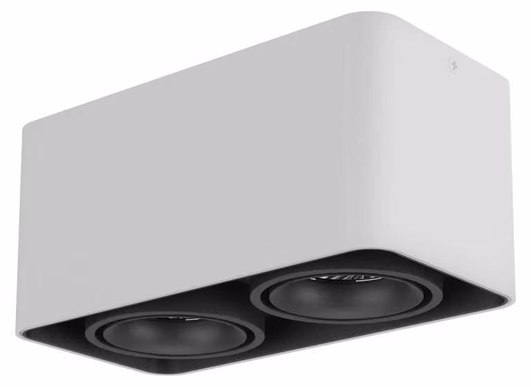 XKUBO SURF. Lampada a LED, potenza 2x10W, tensione 220-240V AC, indice di resa cromatica (CRI) 90, angolo di emissione 36 gradi, colore nero, temperatura di colore 2700K