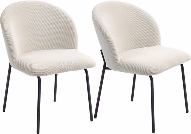 Sedia da pranzo Minimal in velluto a coste beige con struttura in metallo L/P/H: 56 x 58 x 78 cm