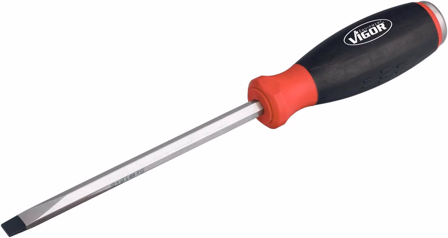 Cacciavite VIGOR con puntale a percussione V5043, a taglio, SW 1,6 x 10 mm