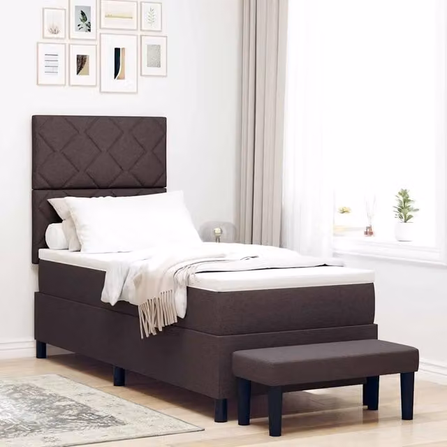 Letto ibrido con molle a sacco e cassettiera vidaXL, rivestimento in tessuto marrone, L 200 x P 80 x H 128 cm