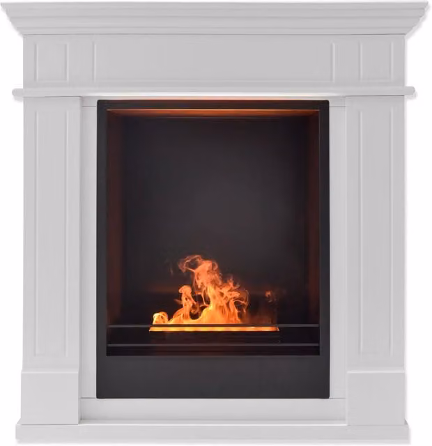 Camino a Vapore da Pavimento Leonardo 81x30x86 cm in MDF Bianco Laccato