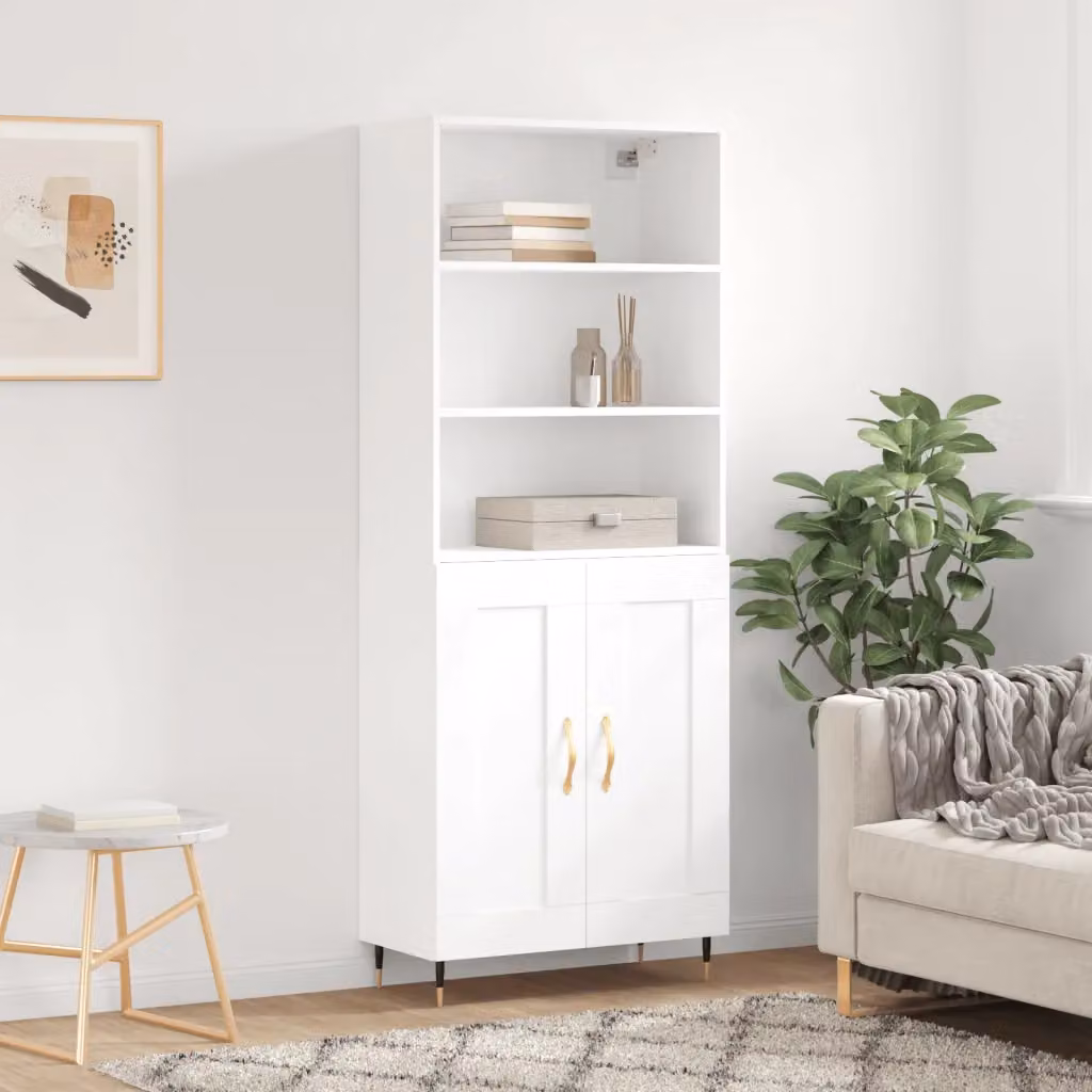 Credenza bianca stile industrial vidaXL in legno e metallo con ante a battente L/P/H: 69,5 x 34 x 180 cm
