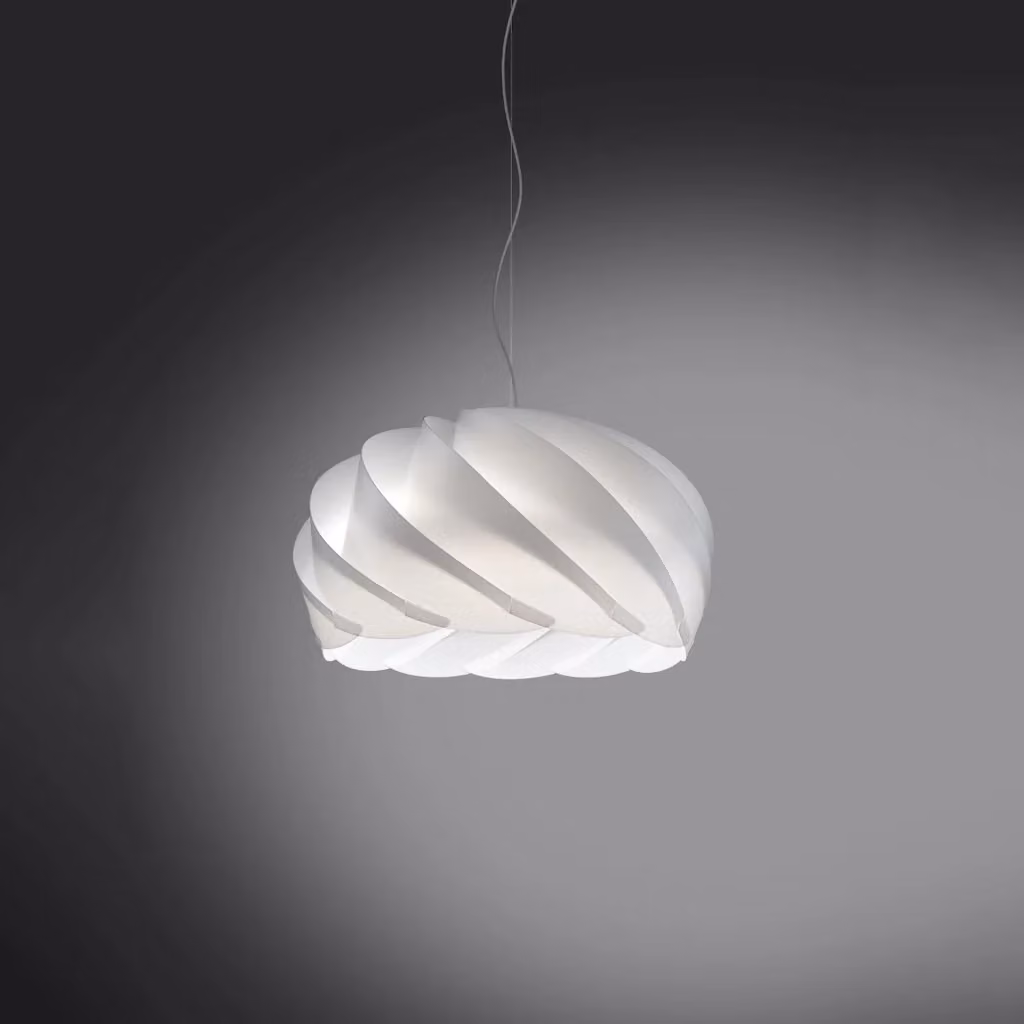 Lampada a sospensione moderna Half Globe Polilux Linea Zero bianca e metallo cromo, 1 luce E27, diametro 55 cm – 2