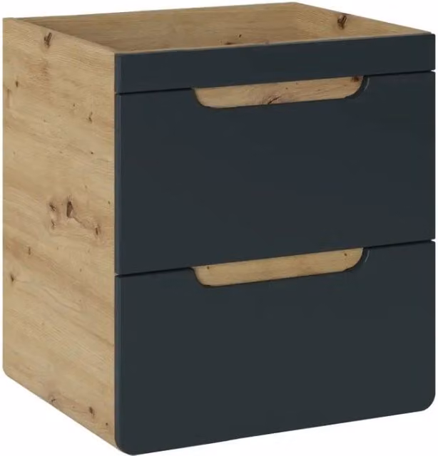 Mobile sottolavabo da appendere Meublorama per bagno moderno con 2 ante, colori beige, marrone e grigio, L: 50 cm, P: 40 cm, H: 59 cm