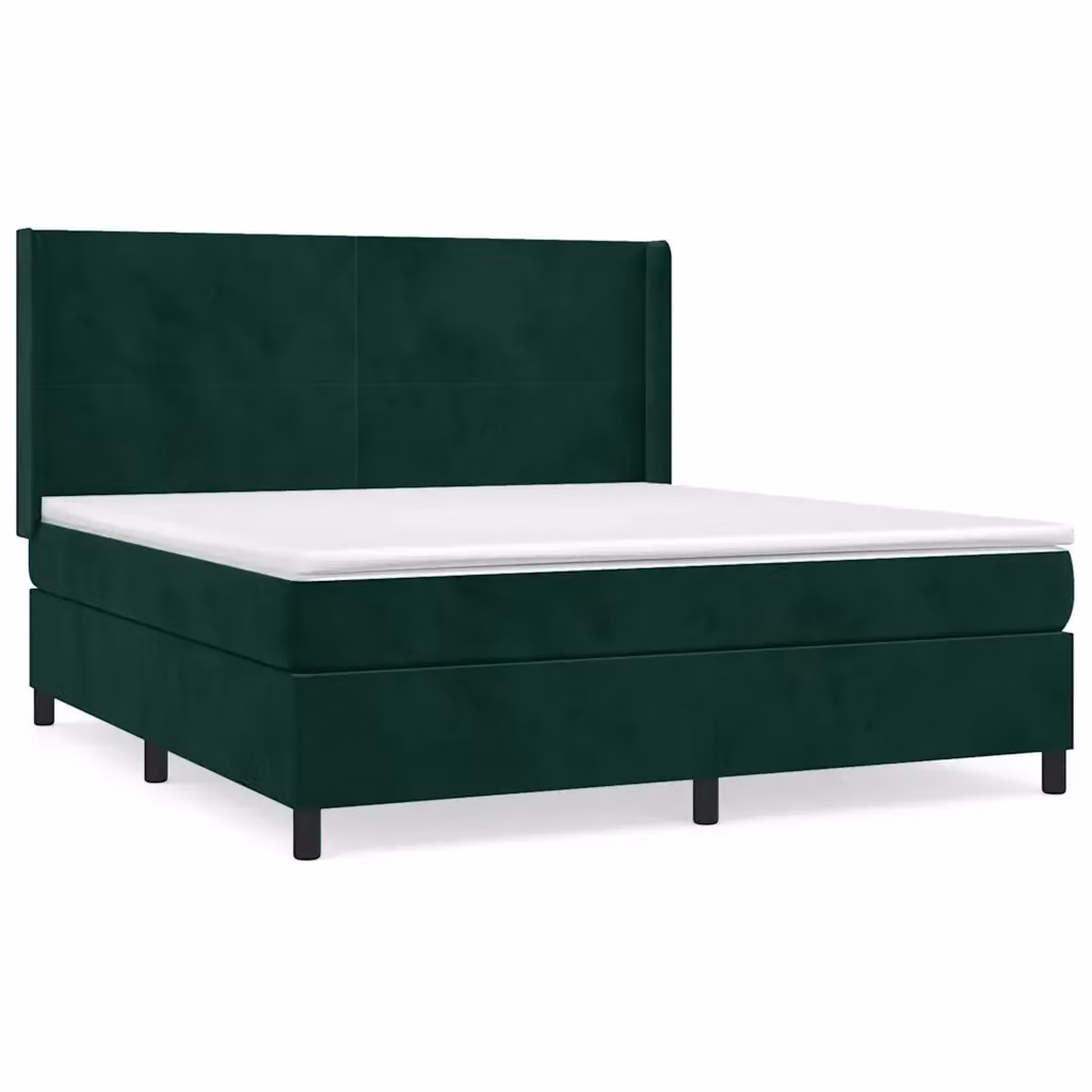Letto Ibrido con Giroletto a Molle e Materasso vidaXL in Velluto Verde Scuro e Bianco L/P/H: 180 x 200 x 128 cm – 2