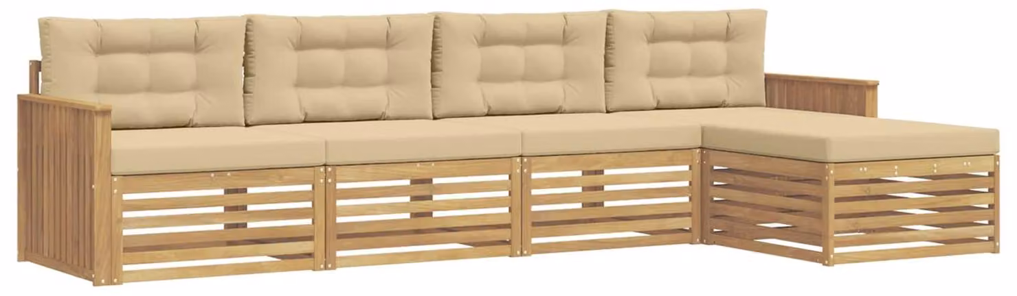 Set di divani da esterno, 5 pezzi, color beige