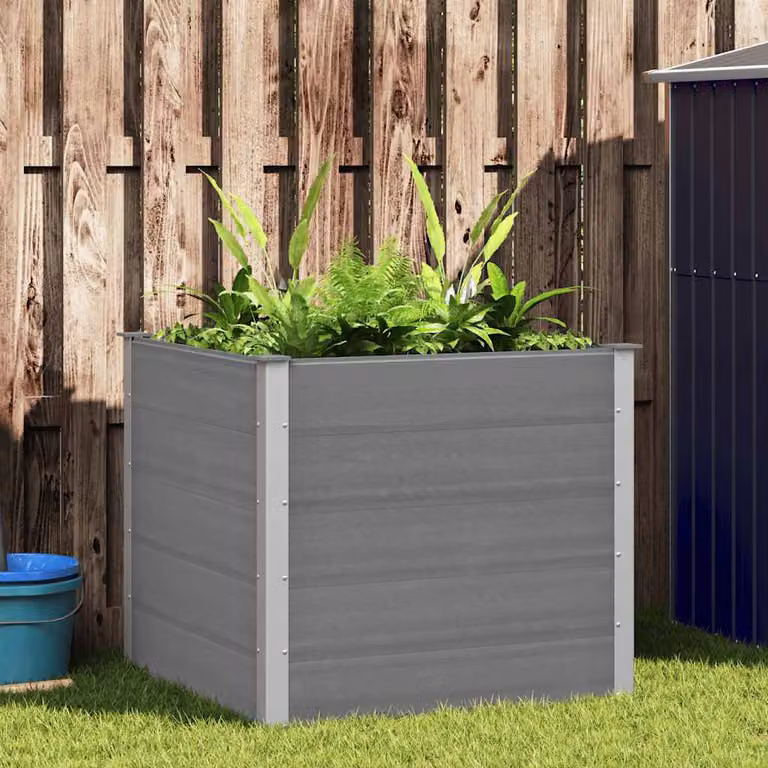 vidaXL Letto Rialzato da Giardino in WPC Grigio L: 100 cm, P: 100 cm, H: 91 cm