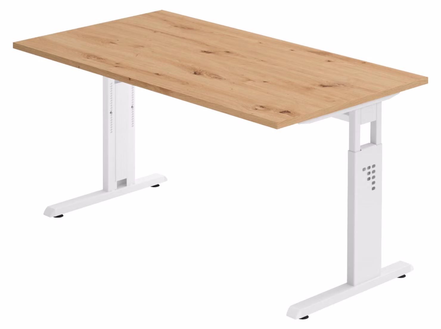 bümö Scrivania Serie-O - Finitura: Impiallacciatura di faggio nodoso, Struttura: Bianco, Dimensioni: 140 x 80 cm