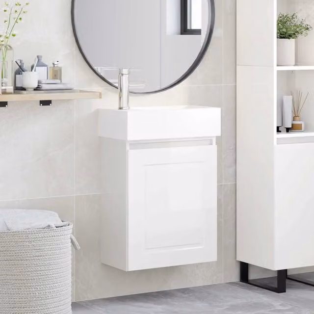 Mobile bagno moderno vidaXL Bianco Lucido con ante a battente L/P/H: 45,5 x 22,5 x 84 cm