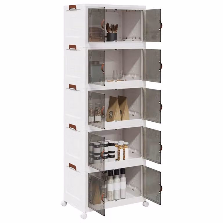 Scatola portaoggetti con ruote vidaXL a 5 livelli, disponibile in bianco o marrone, L: 64 cm, P: 40 cm, H: 179 cm