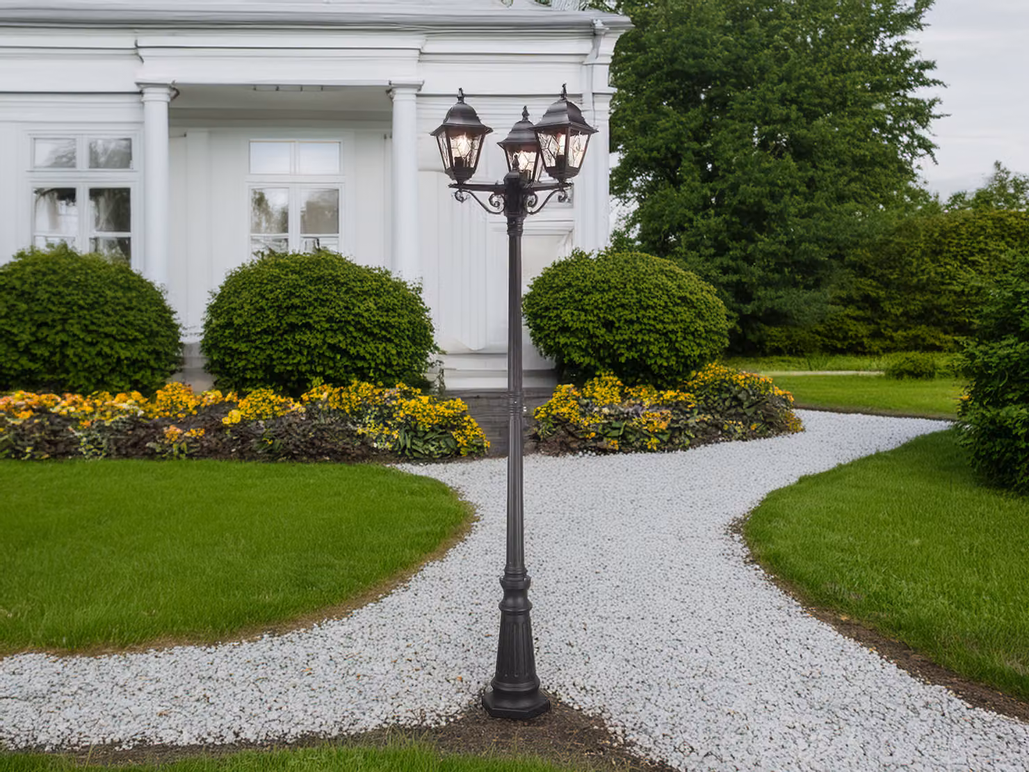 Lampada da giardino Norfolk 227 cm, 3xE27, nera, Elstead NR8-BLK