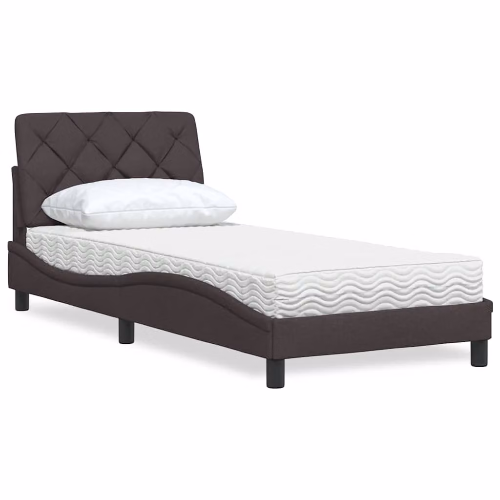Letto con materasso vidaXL in tessuto marrone e bianco, dimensioni 90 x 190 cm