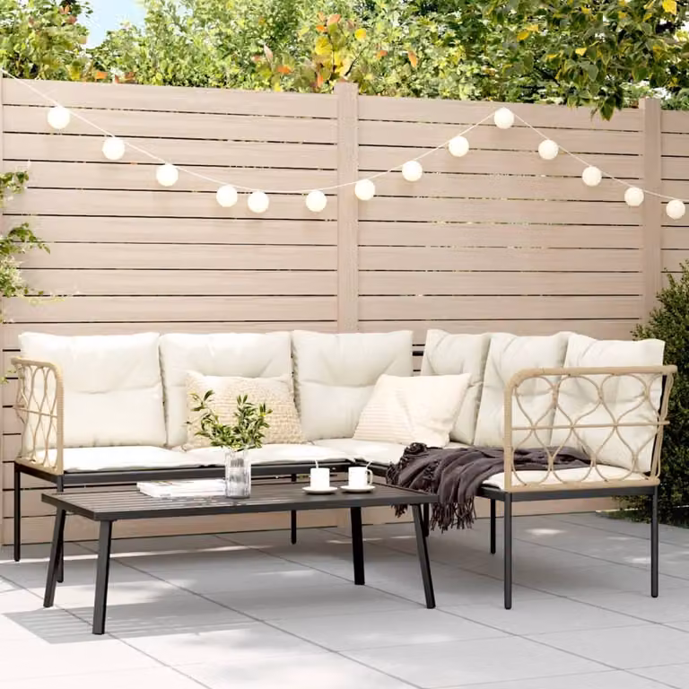 Maison Exclusive - Set divani da giardino con cuscini Nero Acciaio e Textilene