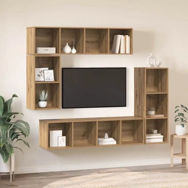 Set mobile TV 4 pz Rovere artigianale Legno ingegnerizzato 3393224