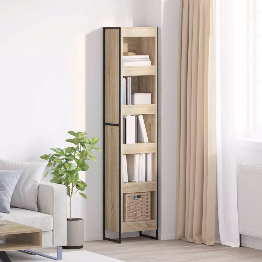 Armadio per libri vidaXL in stile industrial in legno e metallo marrone L: 40 cm, P: 30 cm, H: 189,5 cm