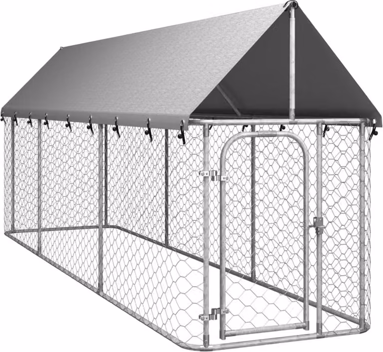 The Living Store Outdoor-Hundezwinger mit Dach 400x100x150 cm