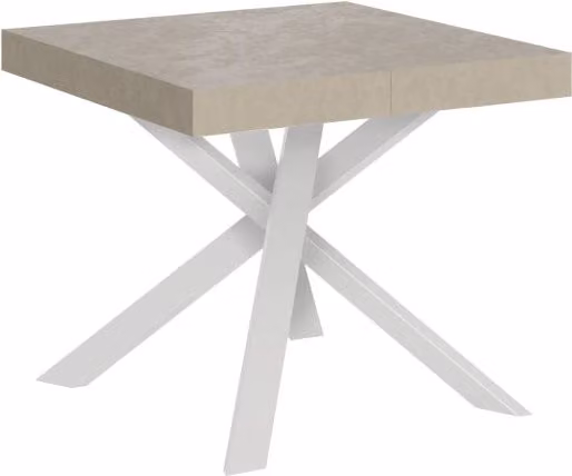 Tavolo Allungabile Clerk GIORDANOSHOP Colore Cashmere con Gambe Bianche L/P/H: 90-194 x 90 x 76 cm