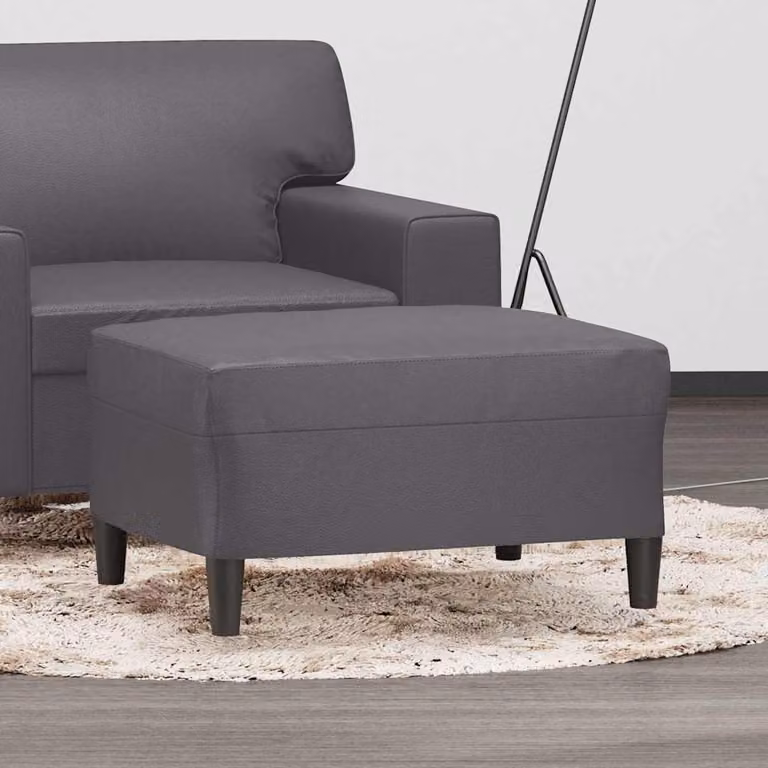 Poggiapiedi vidaXL in similpelle grigio, L: 70 cm, P: 55 cm, H: 41 cm
