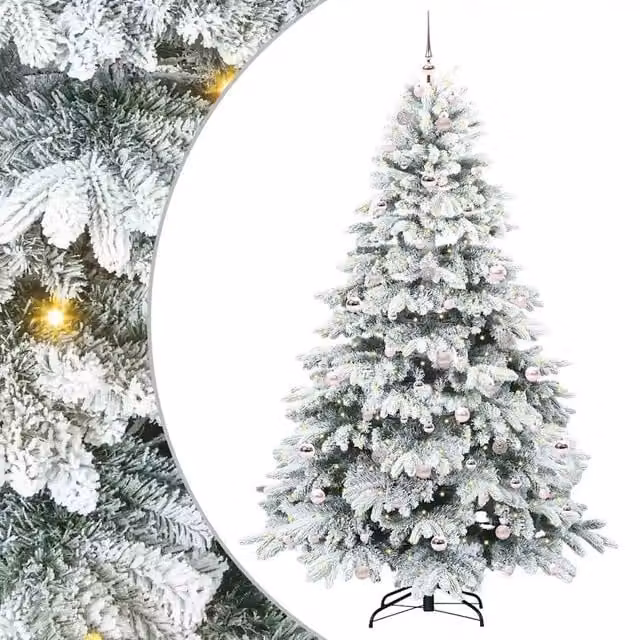 Albero di Natale Artificiale-Albero Natalizio con 300 LED Bianco 210 cm PE e PVC 967017