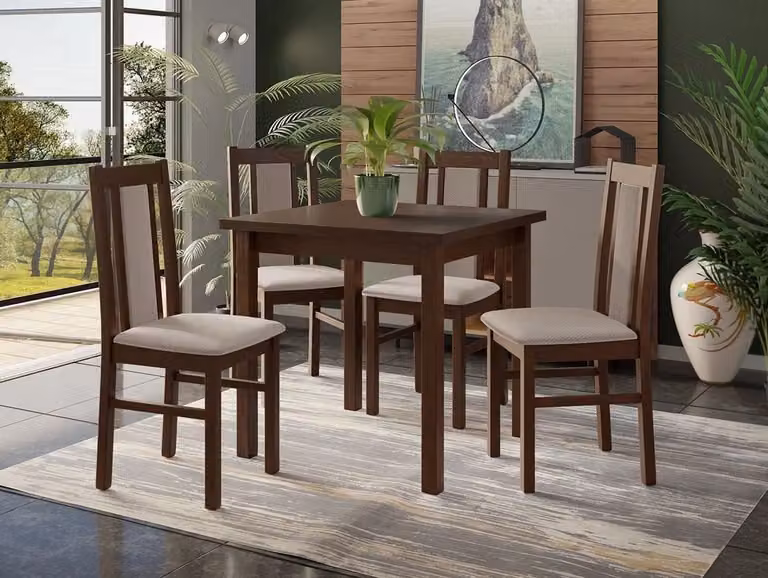 Set da pranzo 4+1 HARDIN 2 - noce / beige