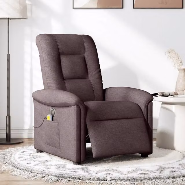 Poltrona Massaggio Reclinabile Elettrica Marrone Scuro Tessuto 3303249
