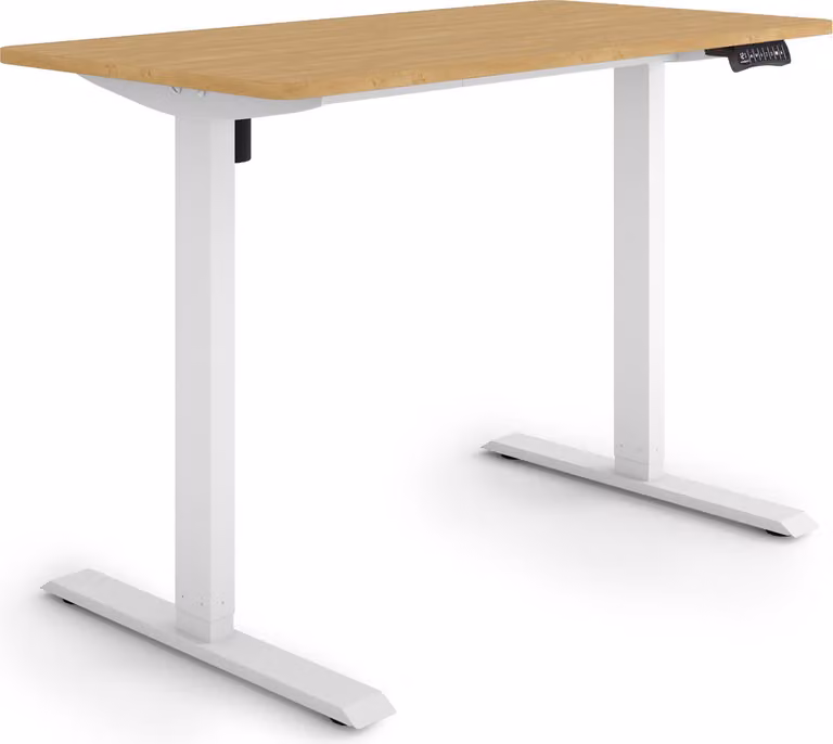 ESMART Germany ETX-121WBA 120 x 60 cm Decorazione in bambù Scrivania ergonomica in piedi/seduta Regolabile elettricamente in altezza in modo continuo 73,5 - 123,5 cm 3x memoria Promemoria attività Avvio/arresto graduale Montaggio rapido