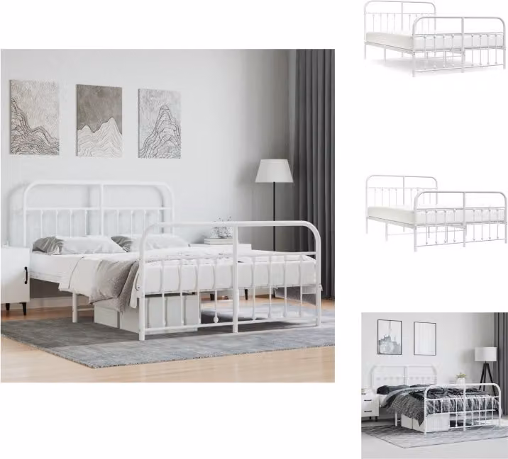 vidaXL Struttura letto con testiera e pediera in metallo bianco 140x200 cm - Letti e strutture letto