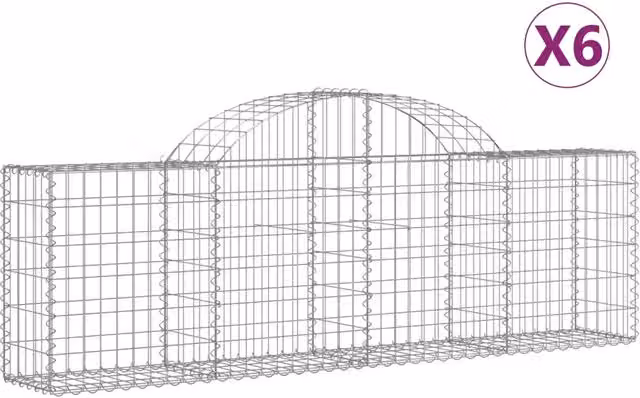 Cesti Gabbioni ad Arco 6 pz 200x30x60/80 cm Ferro Zincato