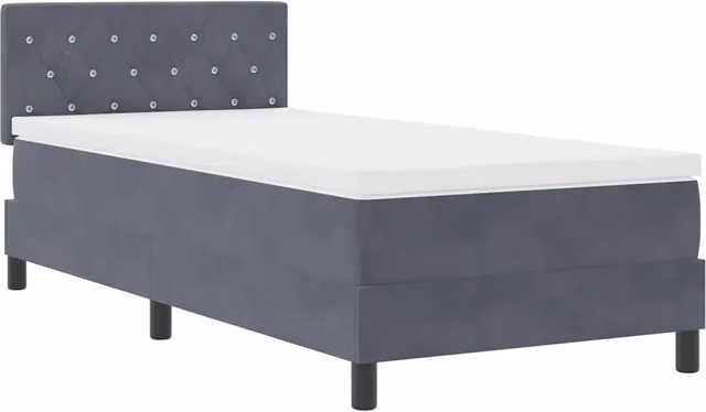 Letto singolo | Letto per adulti | Letto a Sorgente LED con led Grigio scuro 90 x 200 cm Velluto