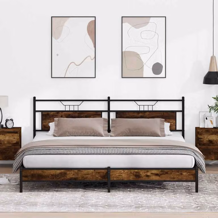 vidaXL Giroletto in Metallo e MDF Rovere Fumo L: 199 cm, P: 207 cm