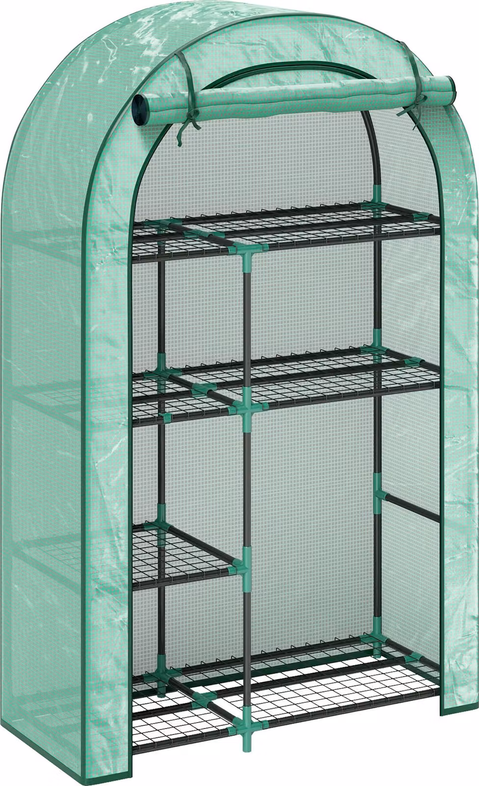 Serra Zimilo con tetto arrotondato, porta e ripiani, 100 x 45 x 160 cm, serra in acciaio resistente all'inverno, ideale per pomodori, ortaggi e fiori
