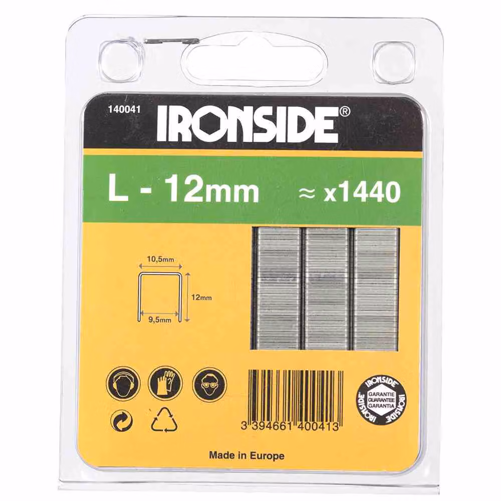 Graffette Ironside 140-041 12 mm tipo L, argento (confezione da 1440 pezzi)