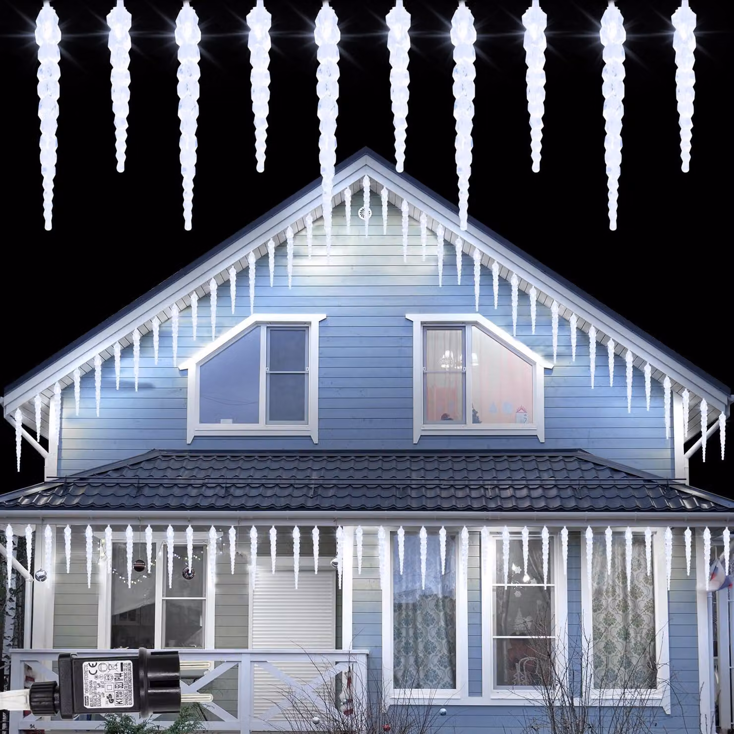 Catena luminosa a LED con effetto ghiaccio, 40 LED, 4 metri, luce bianca fredda, timer, 8 modalità, per uso esterno