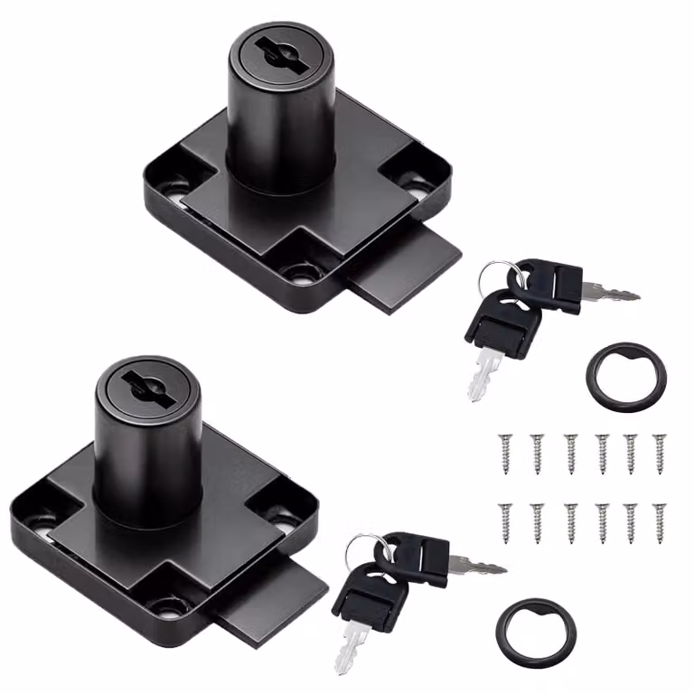Set di 2 serrature in acciaio nero con chiave