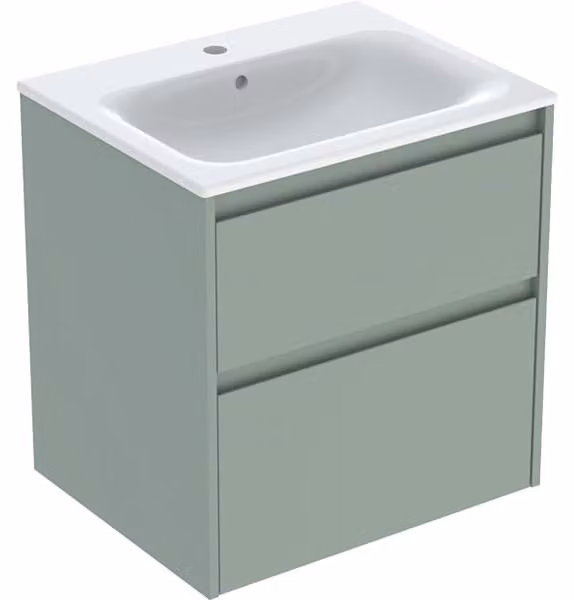 Geberit Renova Plan Ensemble lavabo pour meuble bord étroit, avec meuble sous lavabo, 2 tiroirs, 60x62,1x48cm, 504.039.IK.1, 504.039.IK.1