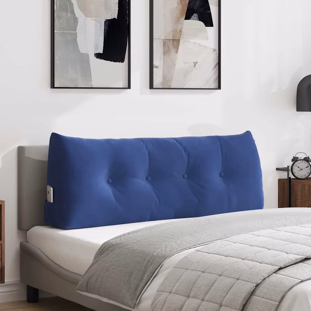 Cuscino per schiena vidaXL in velluto blu, L 120 cm x P 24 cm x H 50 cm