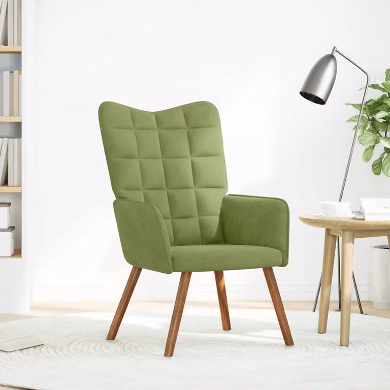 vidaXL Sedia Relax Verde Chiaro in Velluto
