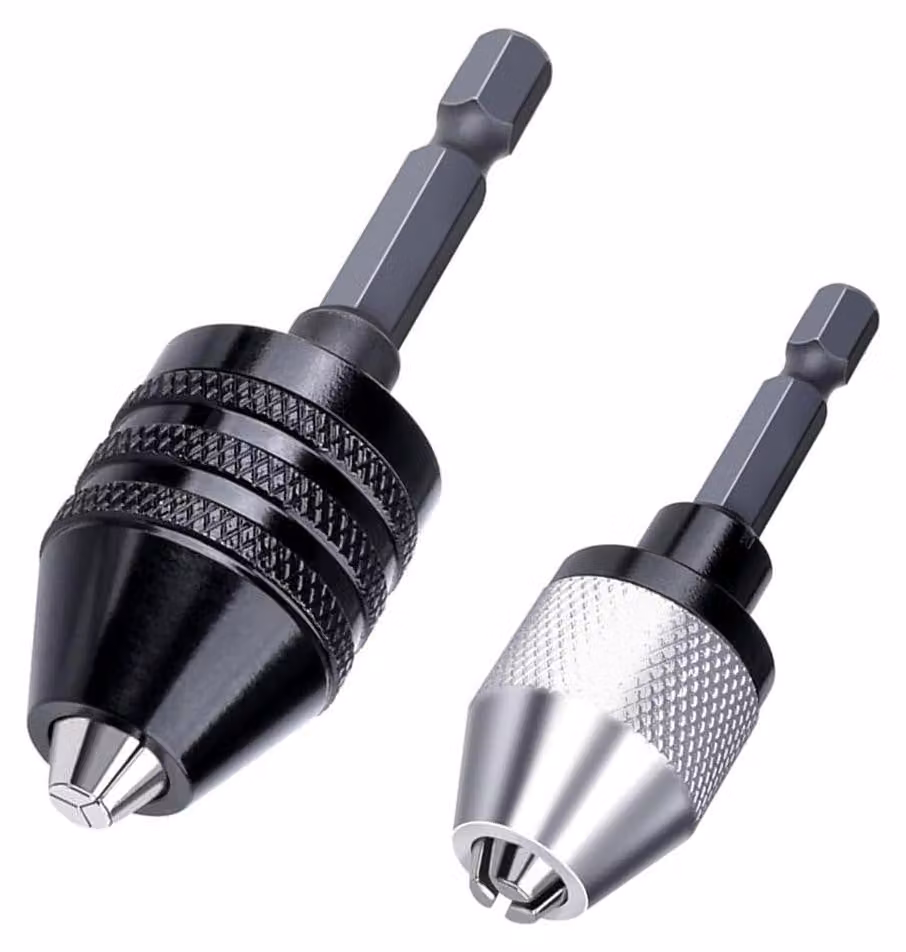 2 adattatori per trapano a percussione con attacco esagonale e sistema keyless