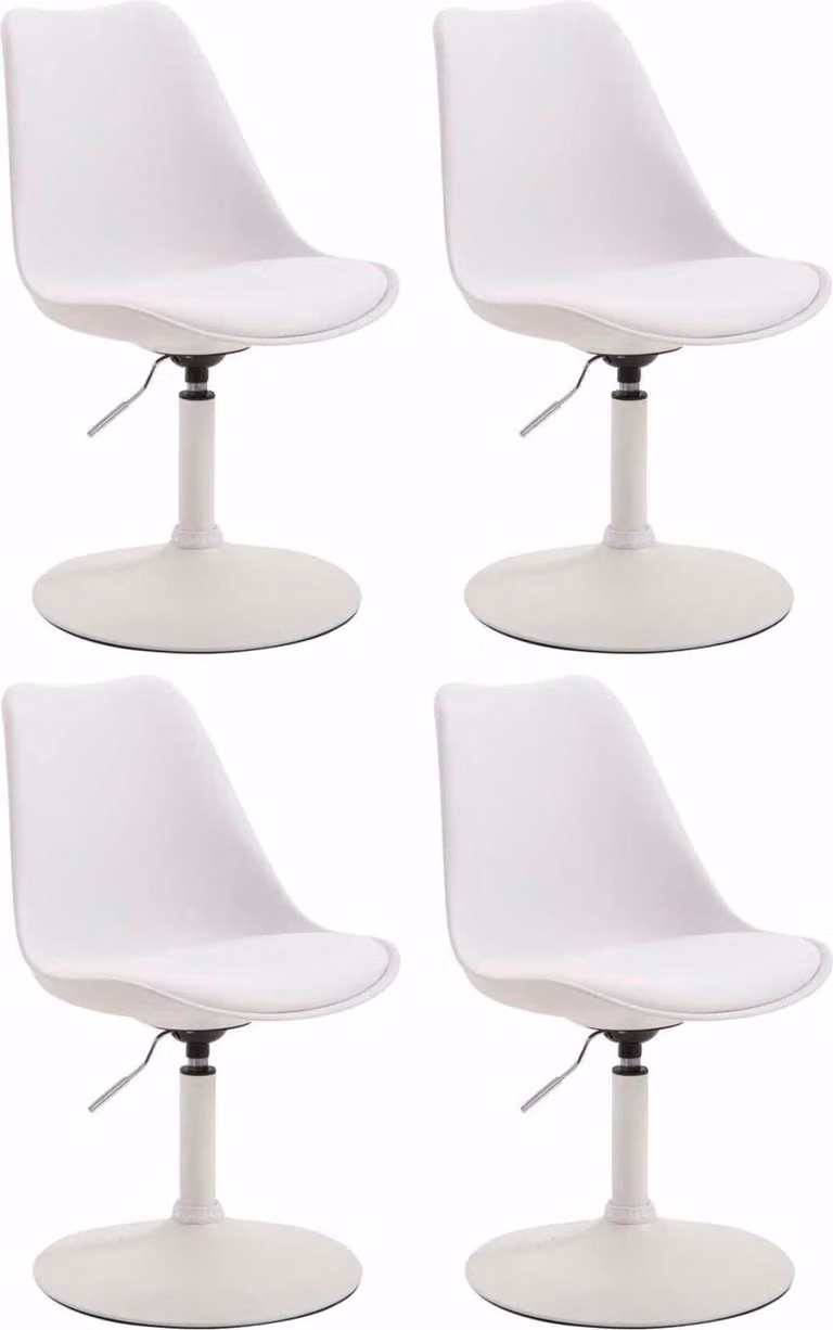 set di 4 sedie da pranzo - sedie da cucina - design confortevole e girevole a 360° | Colore: bianco | Colore base: bianco