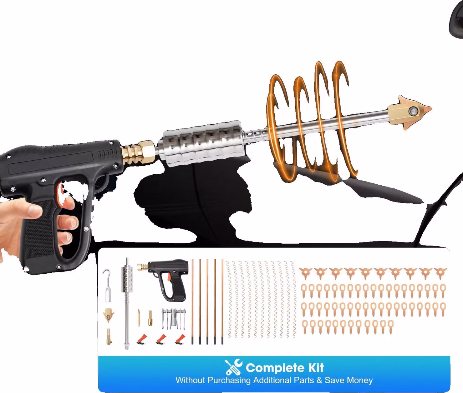 Kit di riparazione ammaccature auto, 86 pezzi, materiale in acciaio inossidabile, martello a leva dimensioni 365 mm, progettato per riparazioni domestiche, riparazione senza danni alla vernice