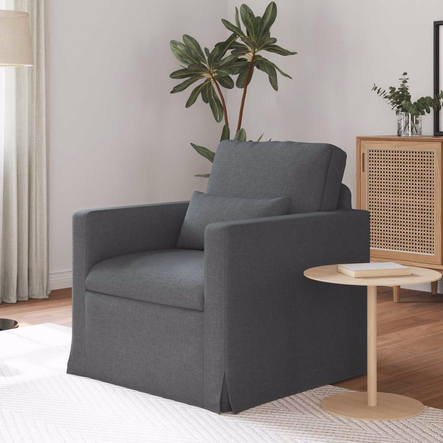 Divano vidaXL in tessuto grigio scuro con struttura in metallo e imbottitura in schiuma, L/P/H: 78 x 78 x 80 cm – 1