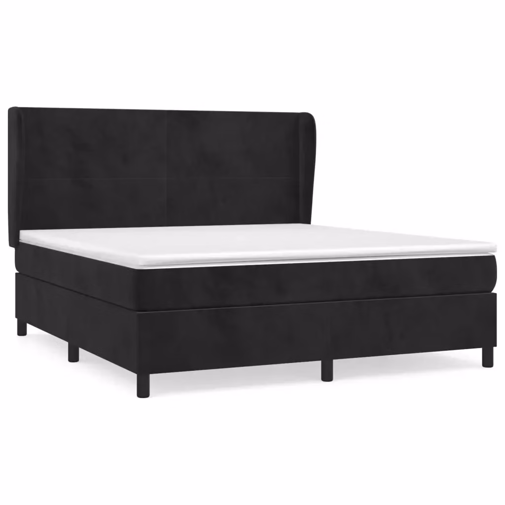 vidaXL Giroletto a Molle con Materasso in Velluto Nero L/P: 180 x 200 cm – 2
