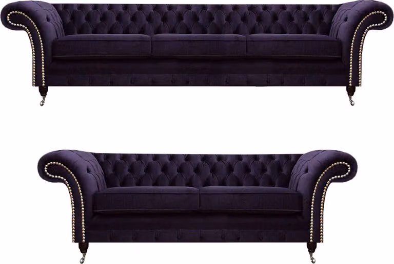 Lila Sofagarnitur Dreisitzer mit Zweisitzer Sofas Luxus Chesterfield Polster