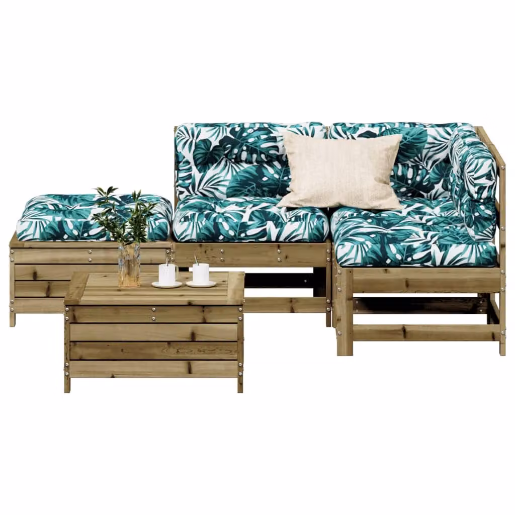 Maison Exclusive - Set da giardino da 5 pezzi con cuscini, in legno di pino trattato