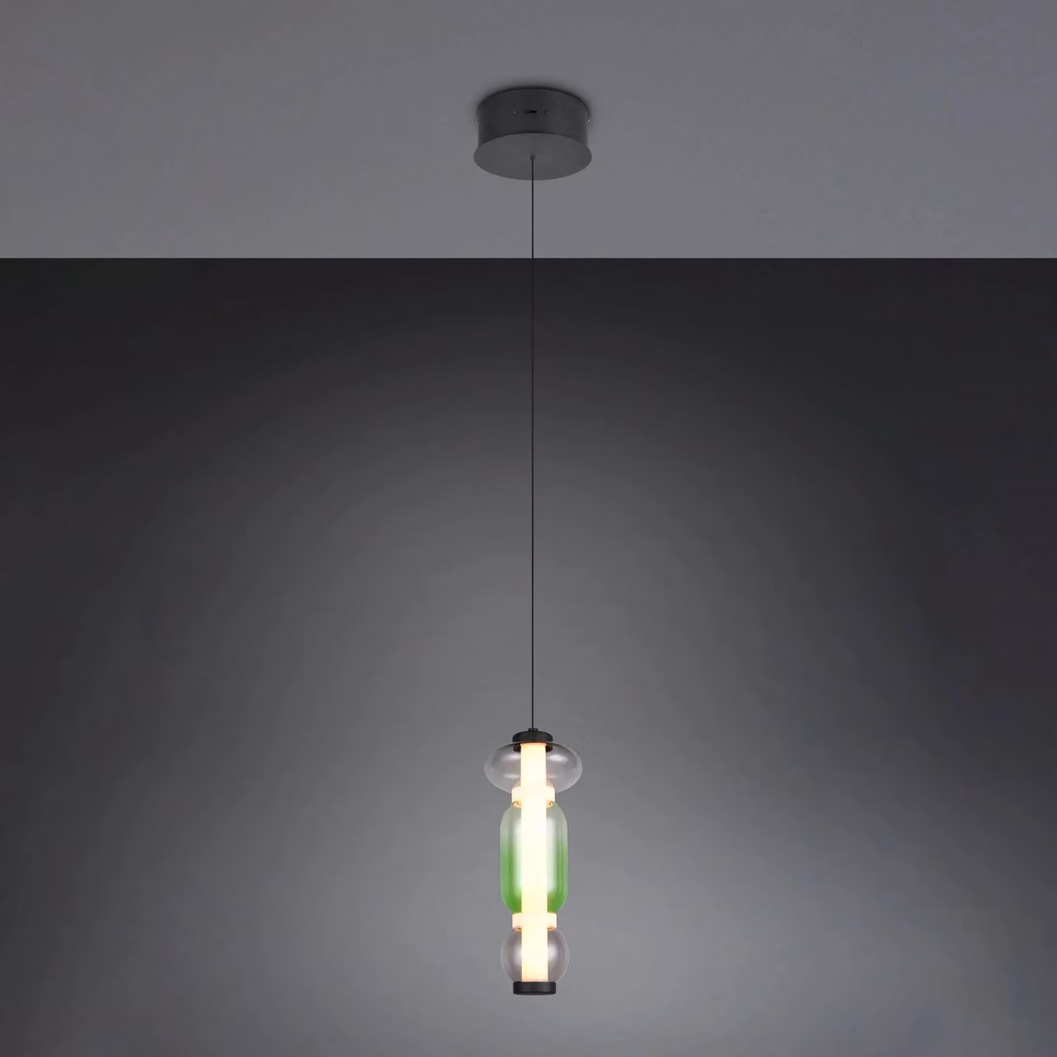 Trio Lighting Lampada a sospensione in vetro Minerva, dimmerabile, Multicolore, Soggiorno / Sala da pranzo, Vetro, Lampada a sospensione